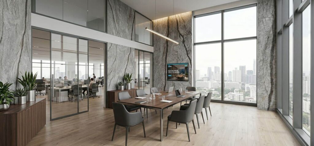 revestimento de parede 3d em escritorio corporativo