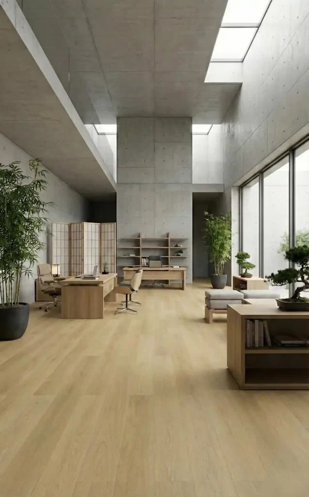 instalação de piso vinilico madeira clara autunno cor alba  amba floors