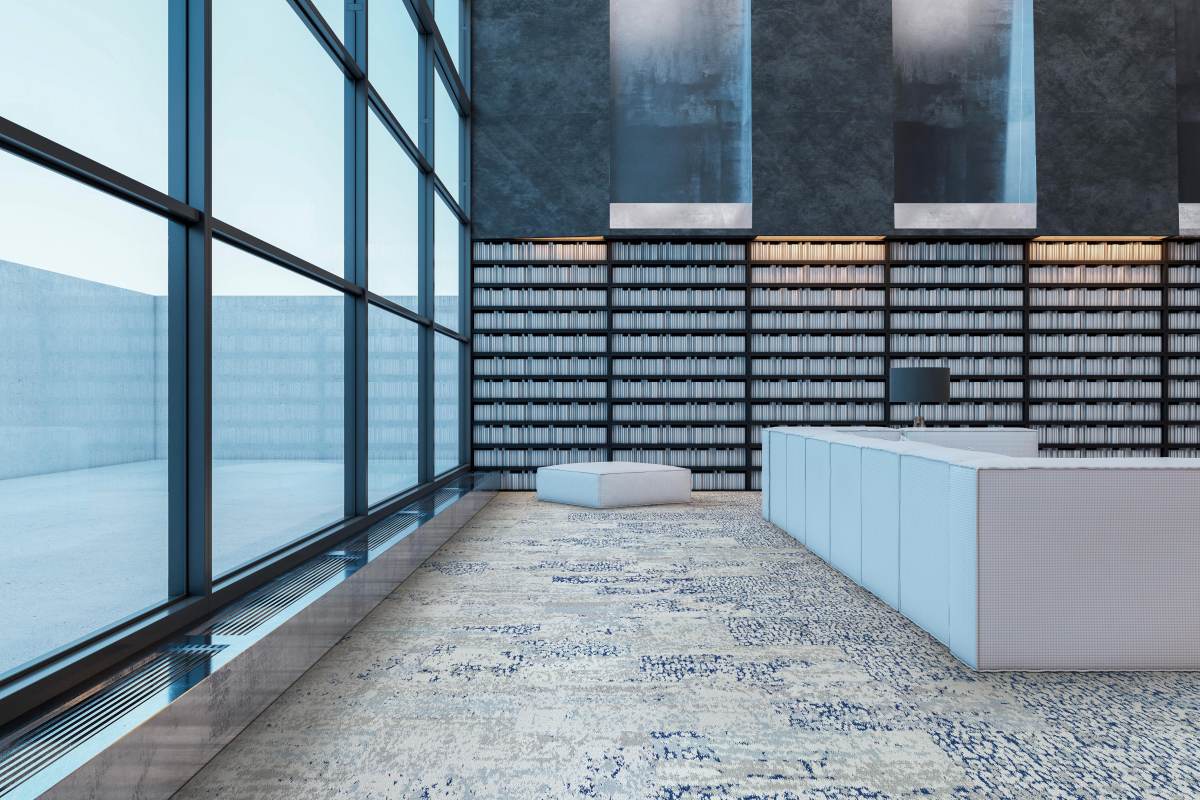 office corporativo com carpete modular lawn amba floors