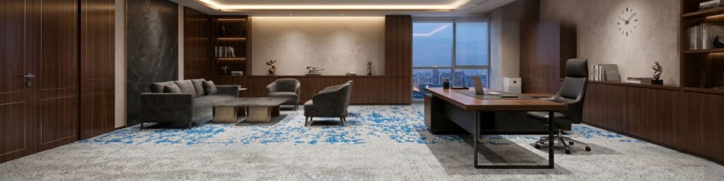 escritorio de presidência altro padrão com carpete lawn instalado